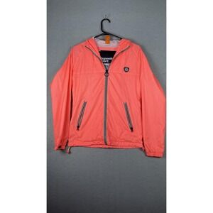 Superdry Sport Jacket Womens XS Coral Hooded Windbreaker Full Zip Mesh‎ Lined